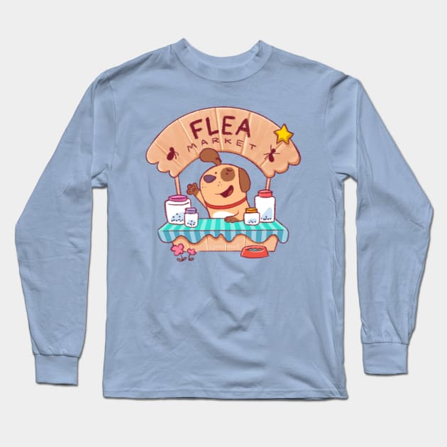 FLEA MARKET DOG Long Sleeve T-Shirt by ginaromoart